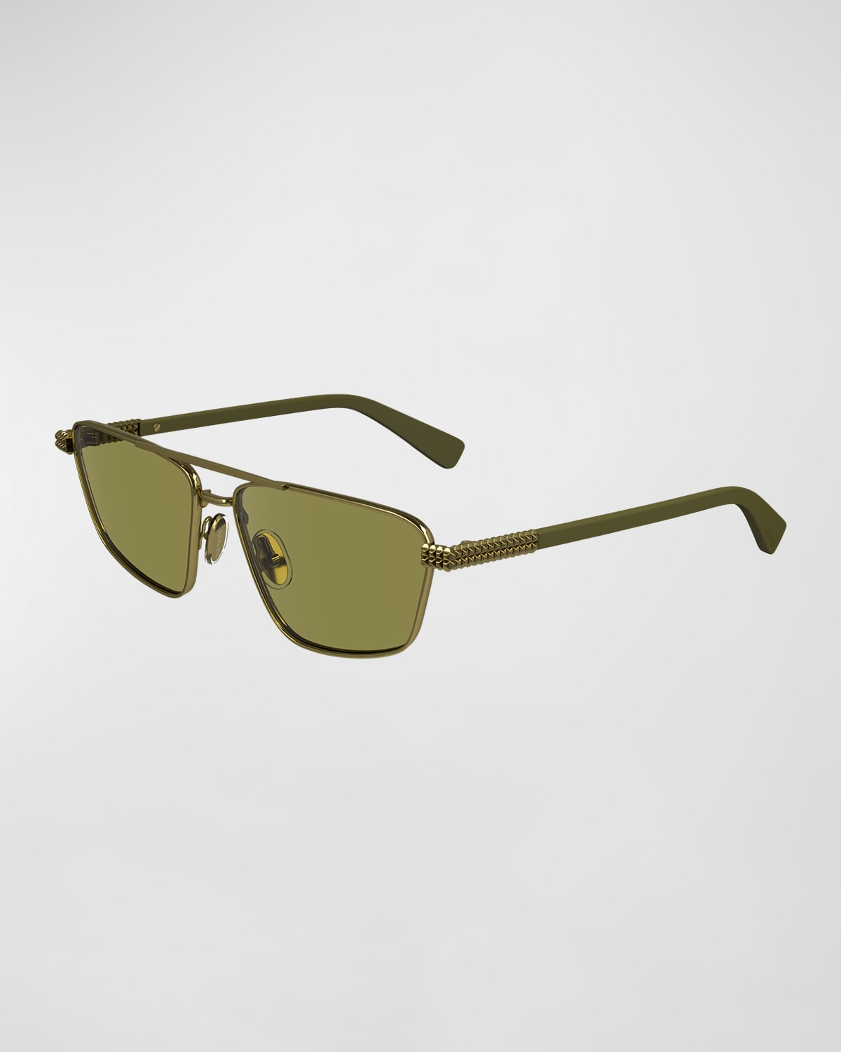 Shop Lanvin Concerto Navigator Metal Aviator Sunglasses In Gold/olive