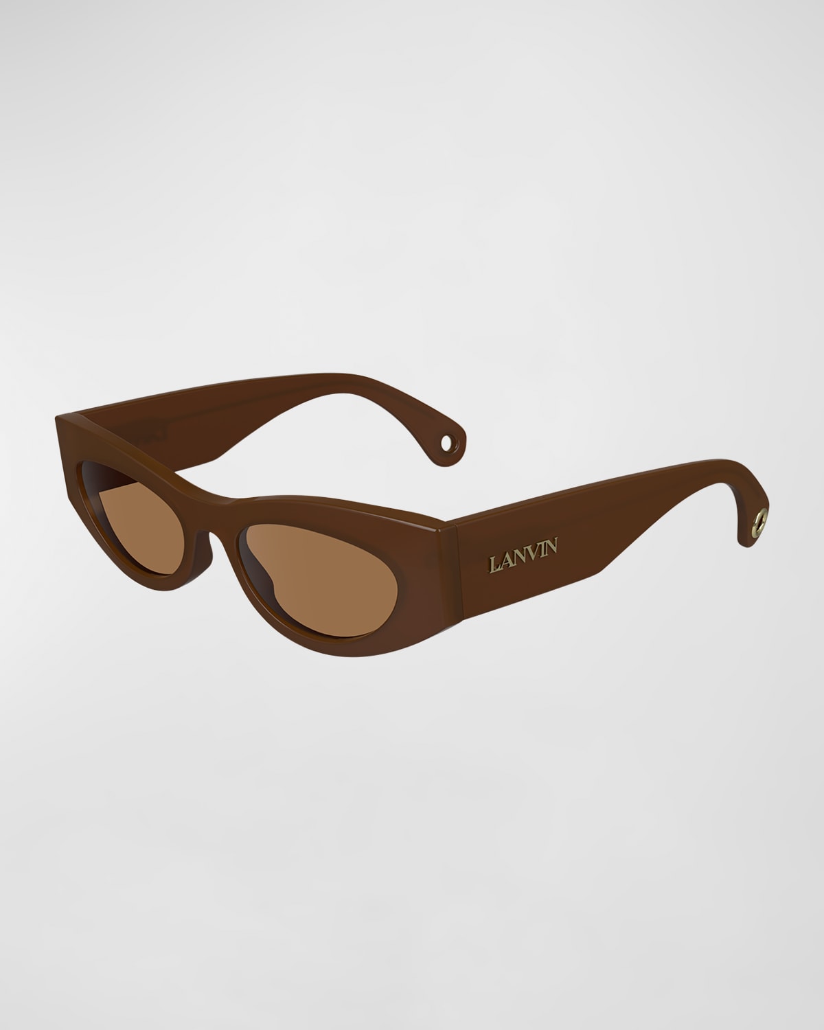 Shop Lanvin Signature Acetate Cat-eye Sunglasses In Opaline Brown