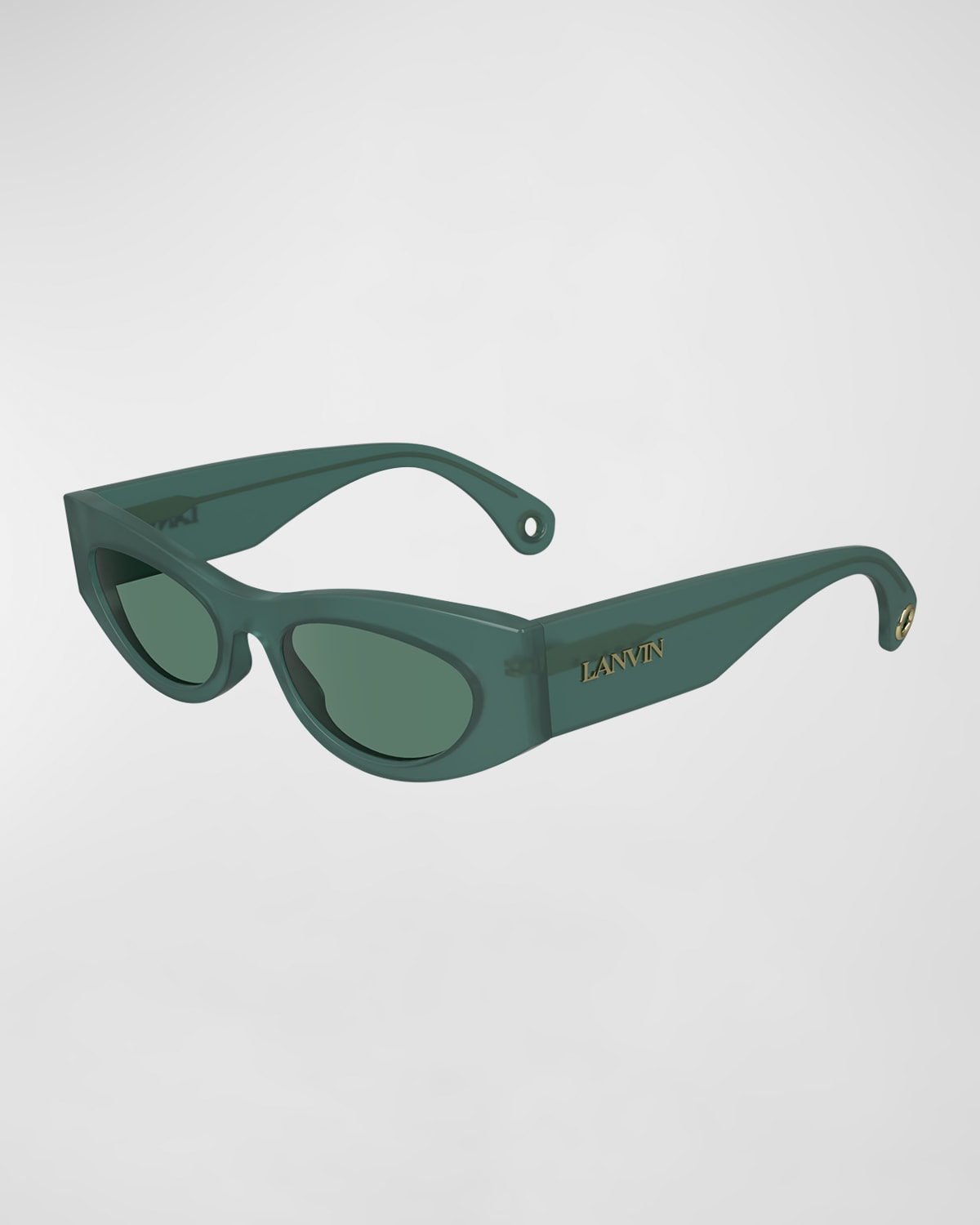 Shop Lanvin Signature Acetate Cat-eye Sunglasses In Opaline Green
