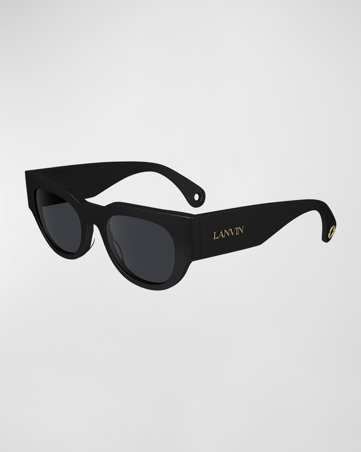 Shop Lanvin Signature Rounded Acetate Cat-eye Sunglasses In Black