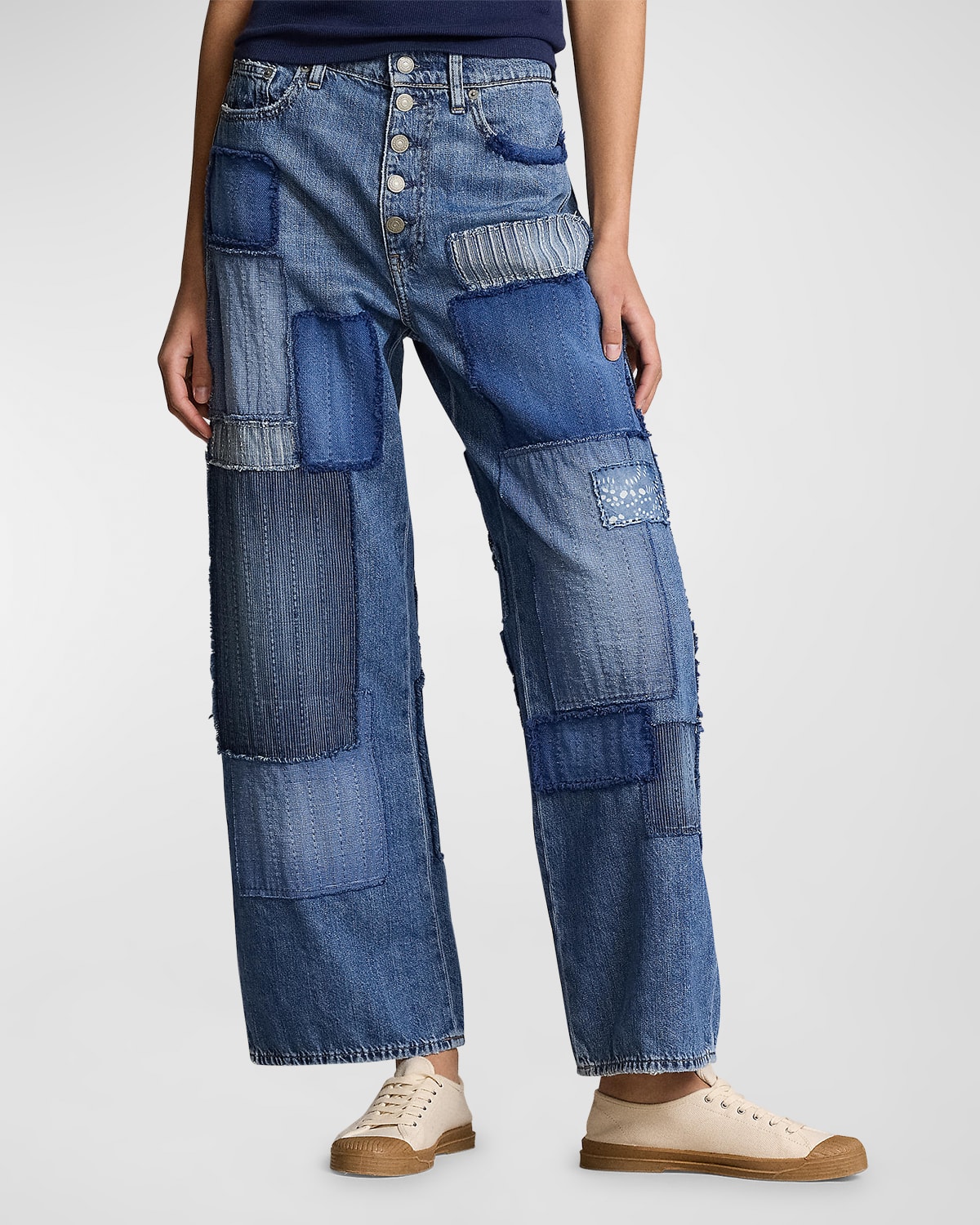 Polo Ralph Lauren High-rise Wide-leg Cropped Jeans In Blue