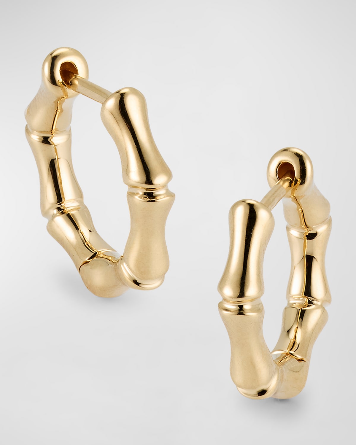 18K Yellow Gold Bamboo Huggie Hoop Earrings