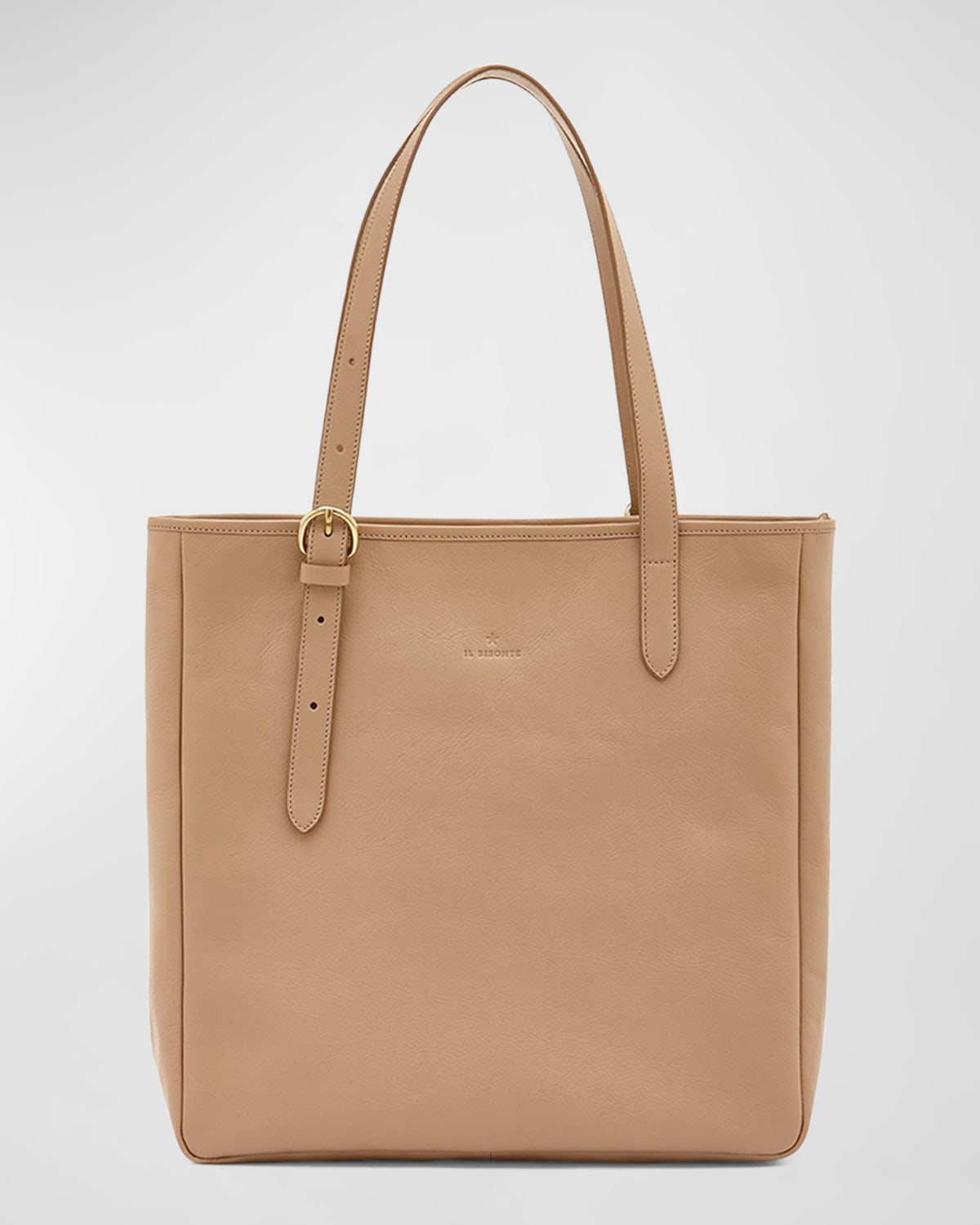 Il Bisonte Novecento North-south Leather Tote Bag In Caffe Latte