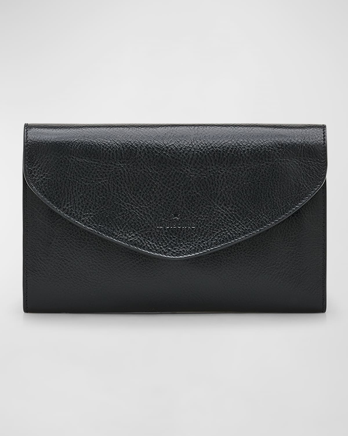 Il Bisonte Bigallo Envelope Flap Leather Clutch Bag In Black