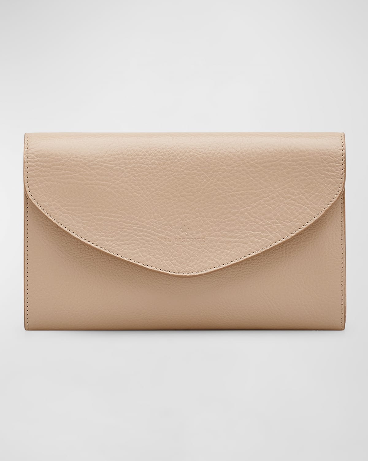 Il Bisonte Bigallo Envelope Flap Leather Clutch Bag In Caffe Latte