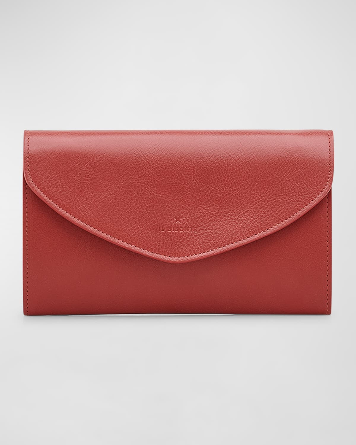 Il Bisonte Bigallo Envelope Flap Leather Clutch Bag In Rosso