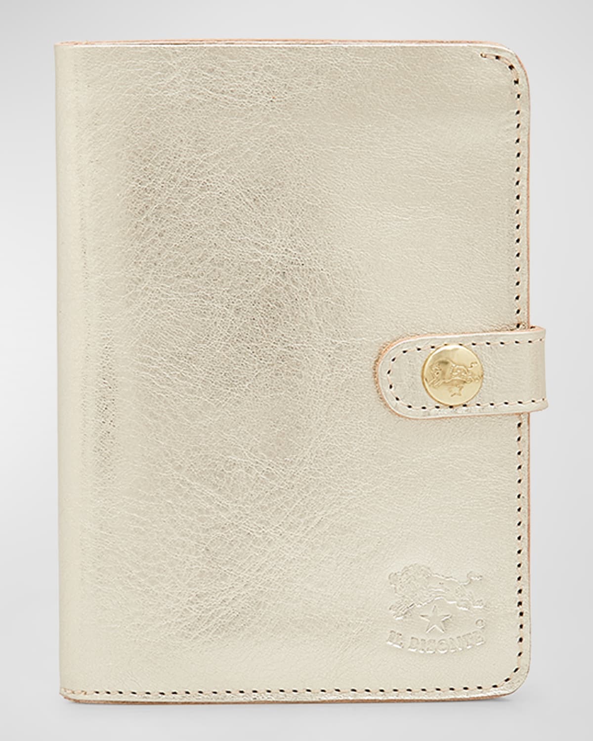 Il Bisonte Medium Flap Leather Wallet In Platino