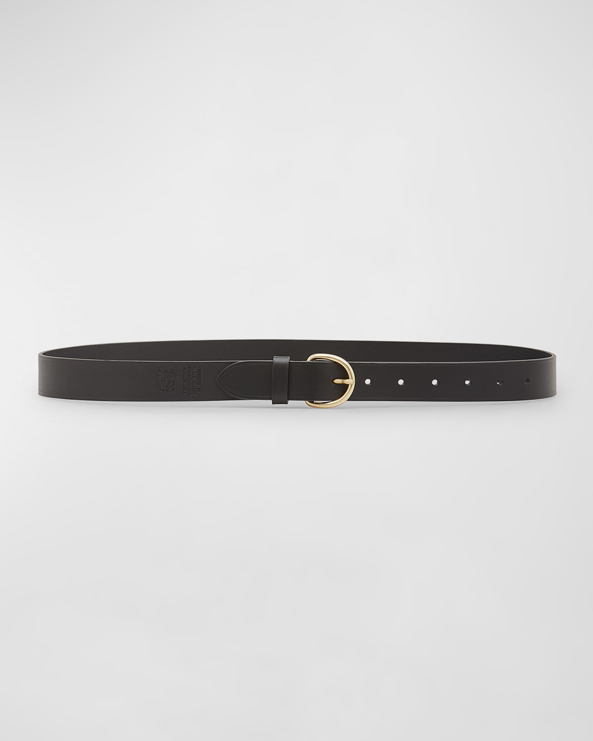 Shop Il Bisonte Classic Calf Leather Buckle Belt In Black