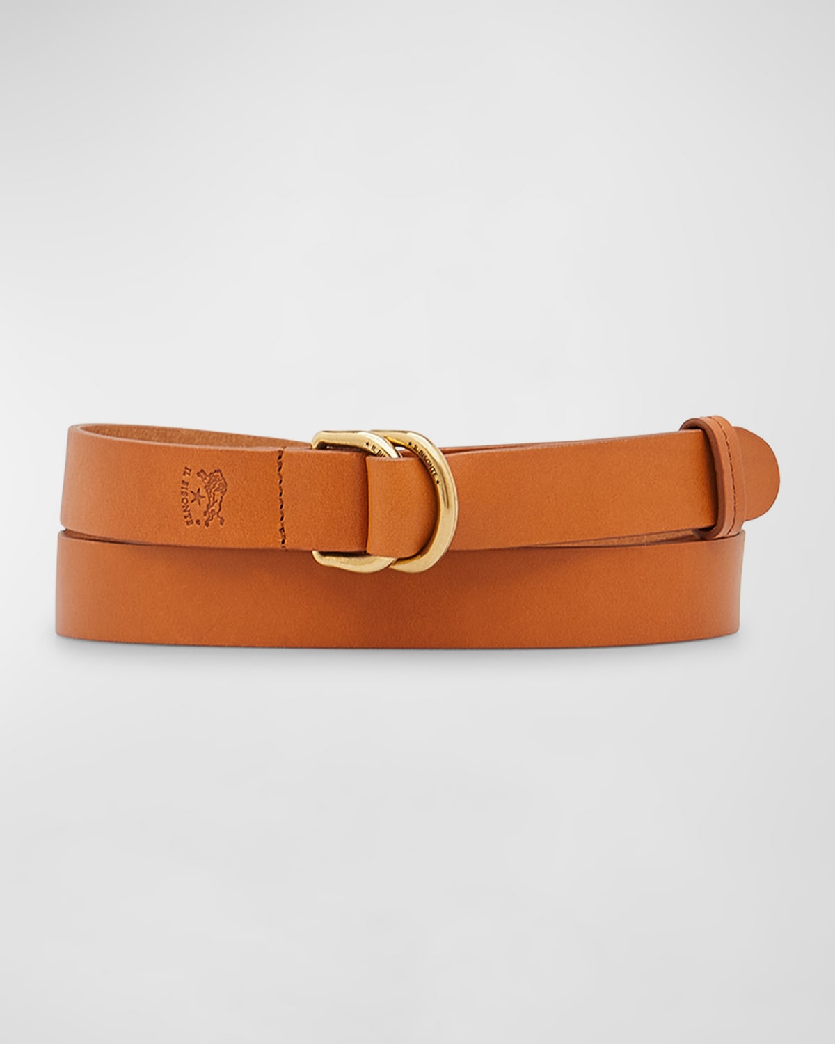 Il Bisonte Reversible Calf Leather Belt In Orange