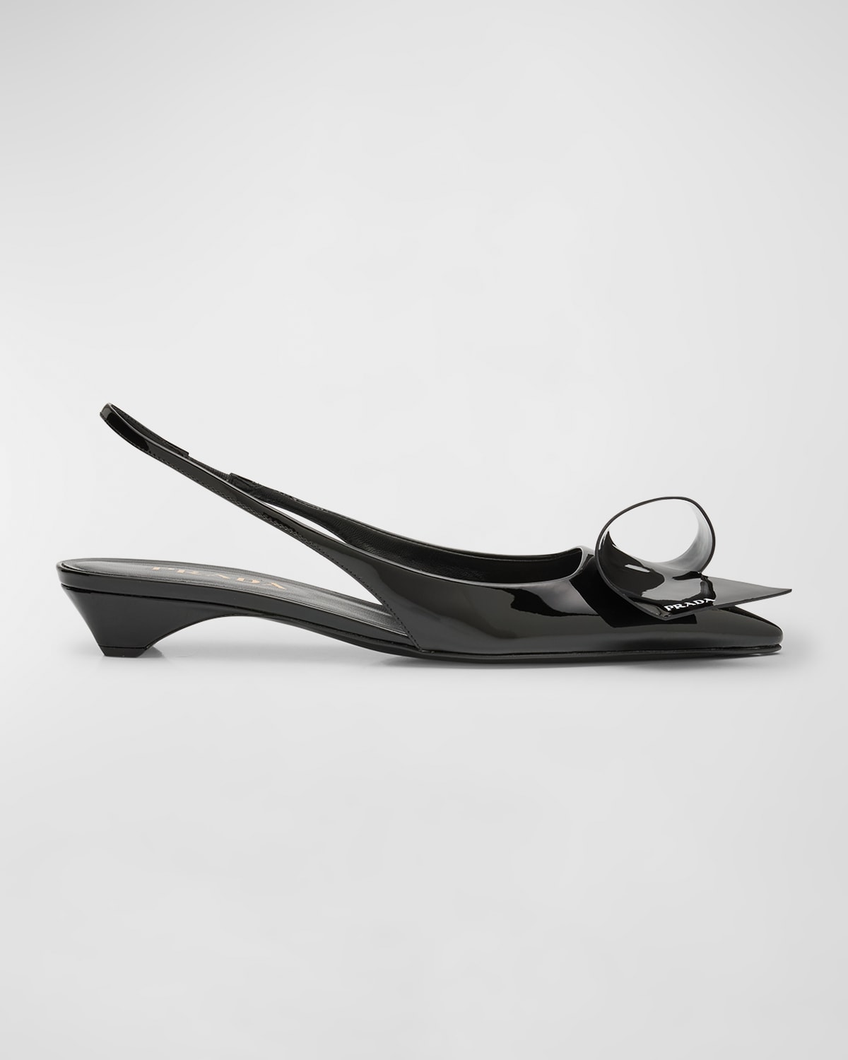 Shop Prada Vernice Patent Ribbon Slingback Ballerina Pumps In Nero