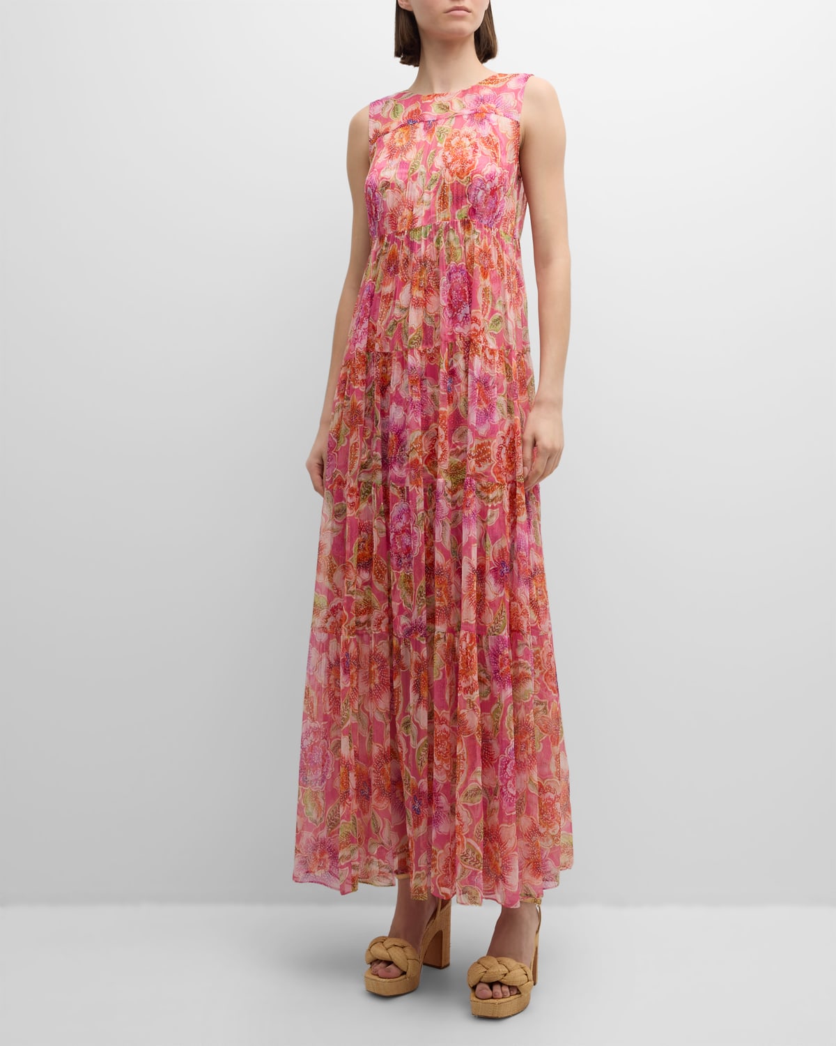 Logan Tiered Floral-Print Chiffon Maxi Dress