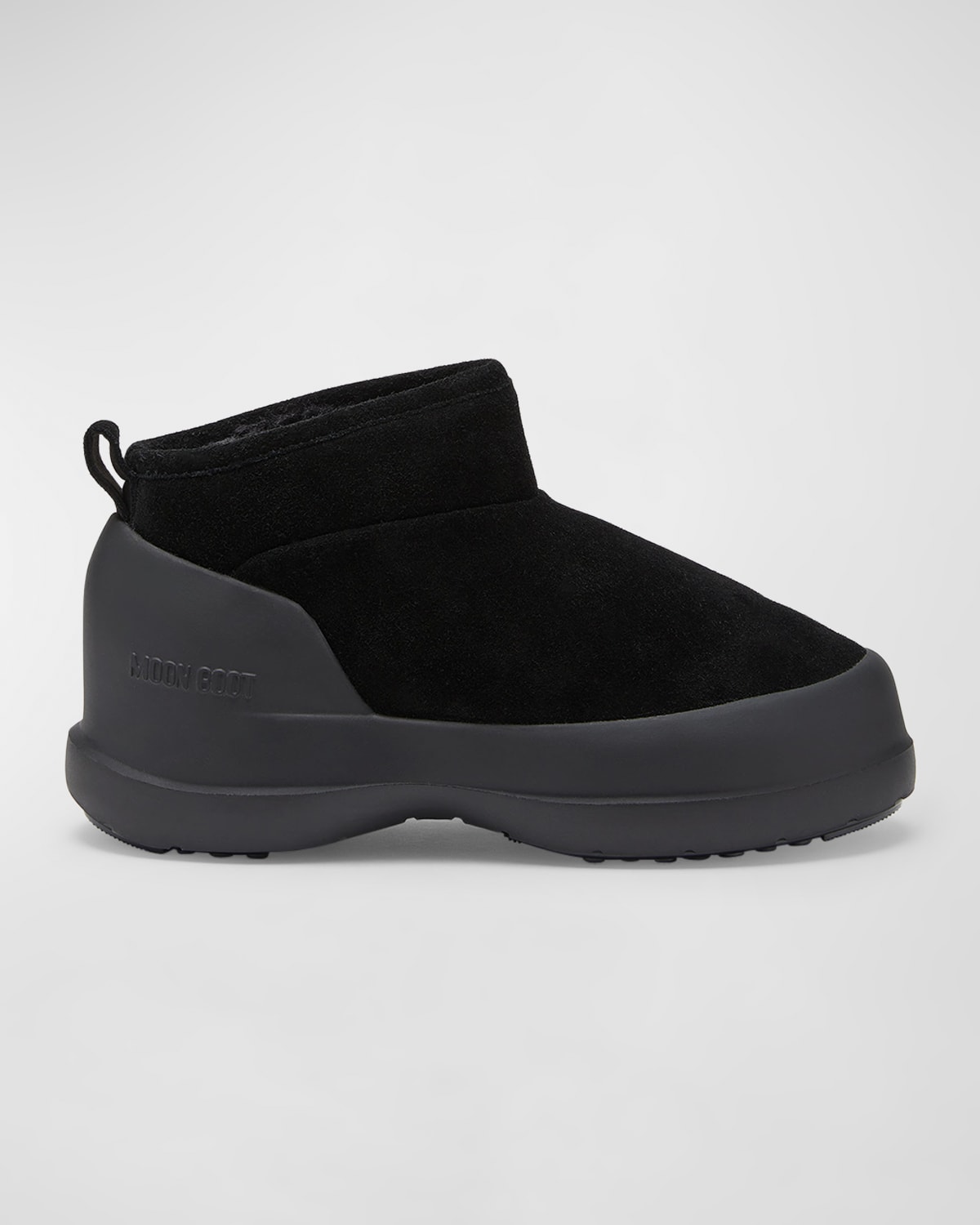Moon Boot Mezzaluna Suede Ankle Boots Pull Tab In Black