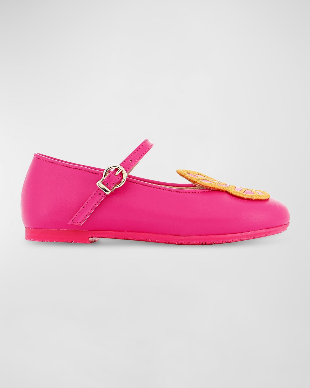 Shop Sophia Webster Girl's Leather Butterfly Flats, Baby/toddler/kids In Pink Berry  Sorbet