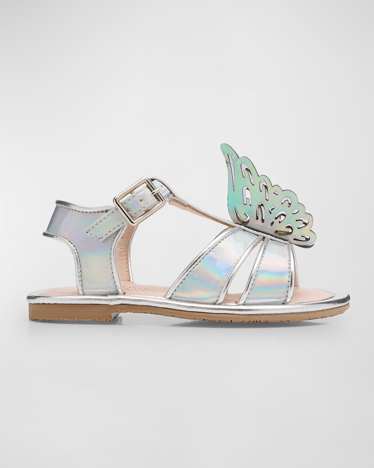 Shop Sophia Webster Girl's Celeste Butterfly Sandals, Baby/toddler/kids In Silver Holographic