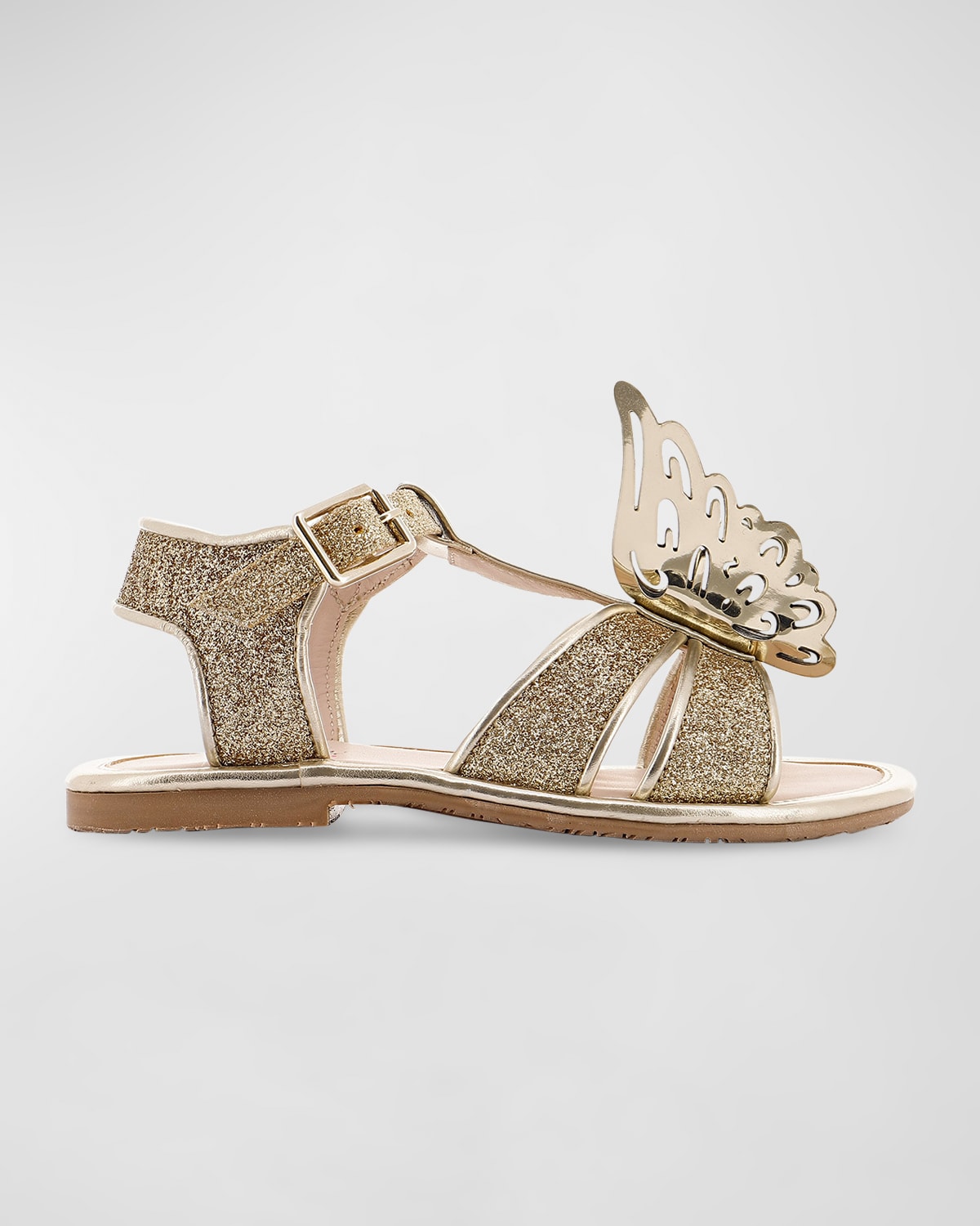 Shop Sophia Webster Girl's Celeste Butterfly Sandals, Baby/toddler/kids In Champagne Glitter  Gold