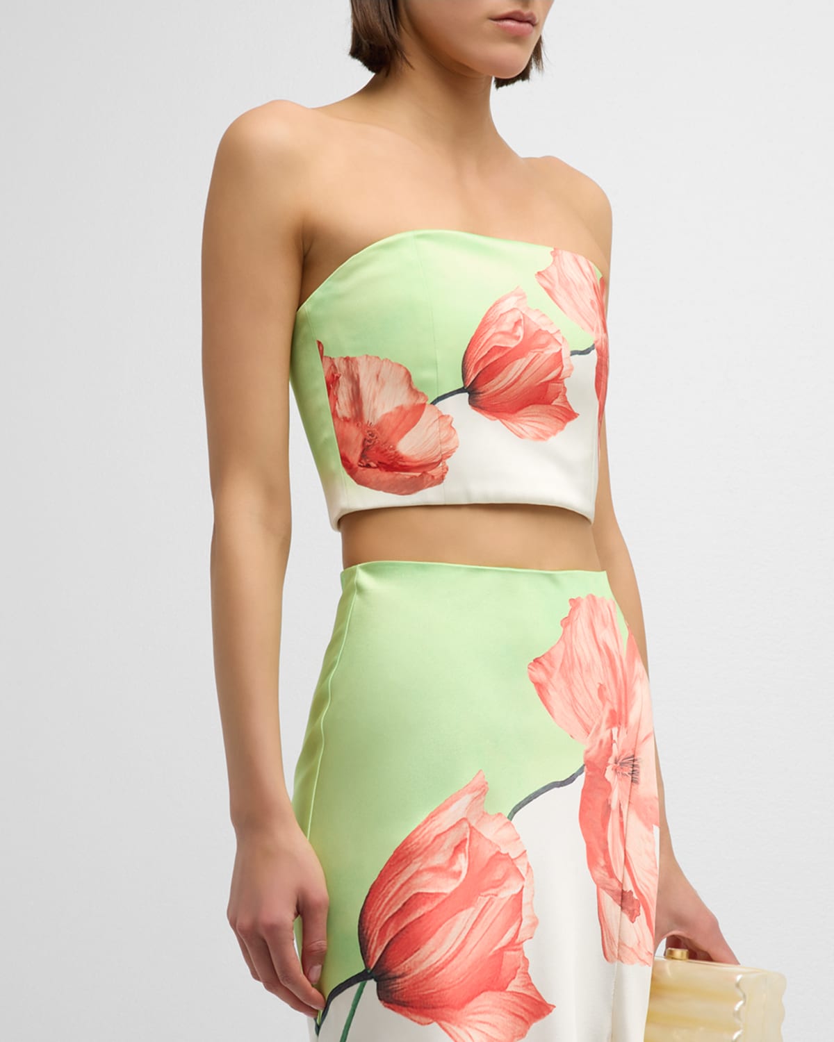 Shop Alice And Olivia Floral Ceresi Bandeau Top In Dream Life Sharp Green