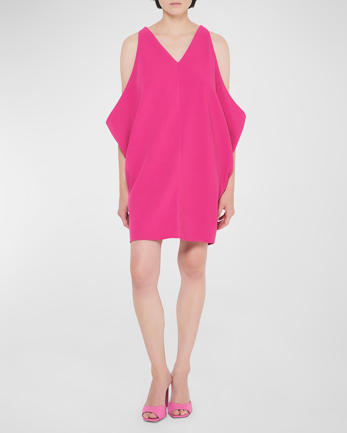 Shop As By Df Valentina Draped Twill Dress In Magenta