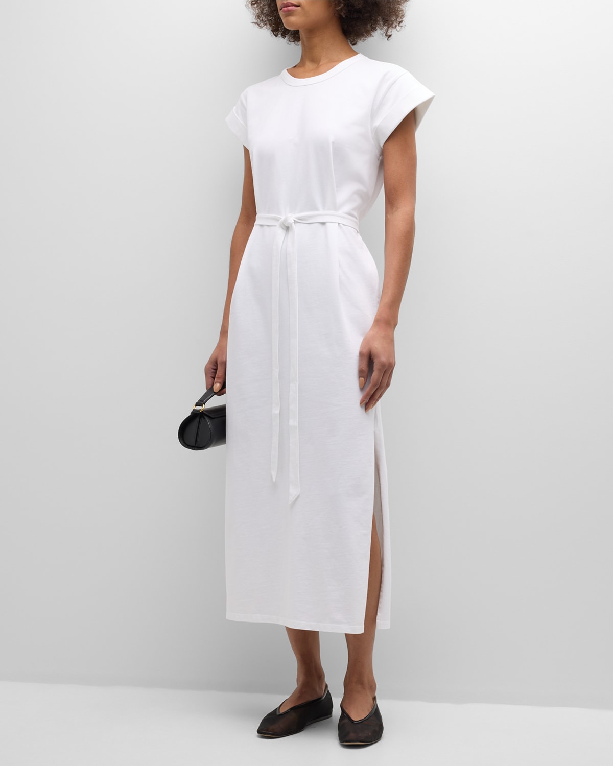 Shop La Ligne Andie Belted Midi Dress In White