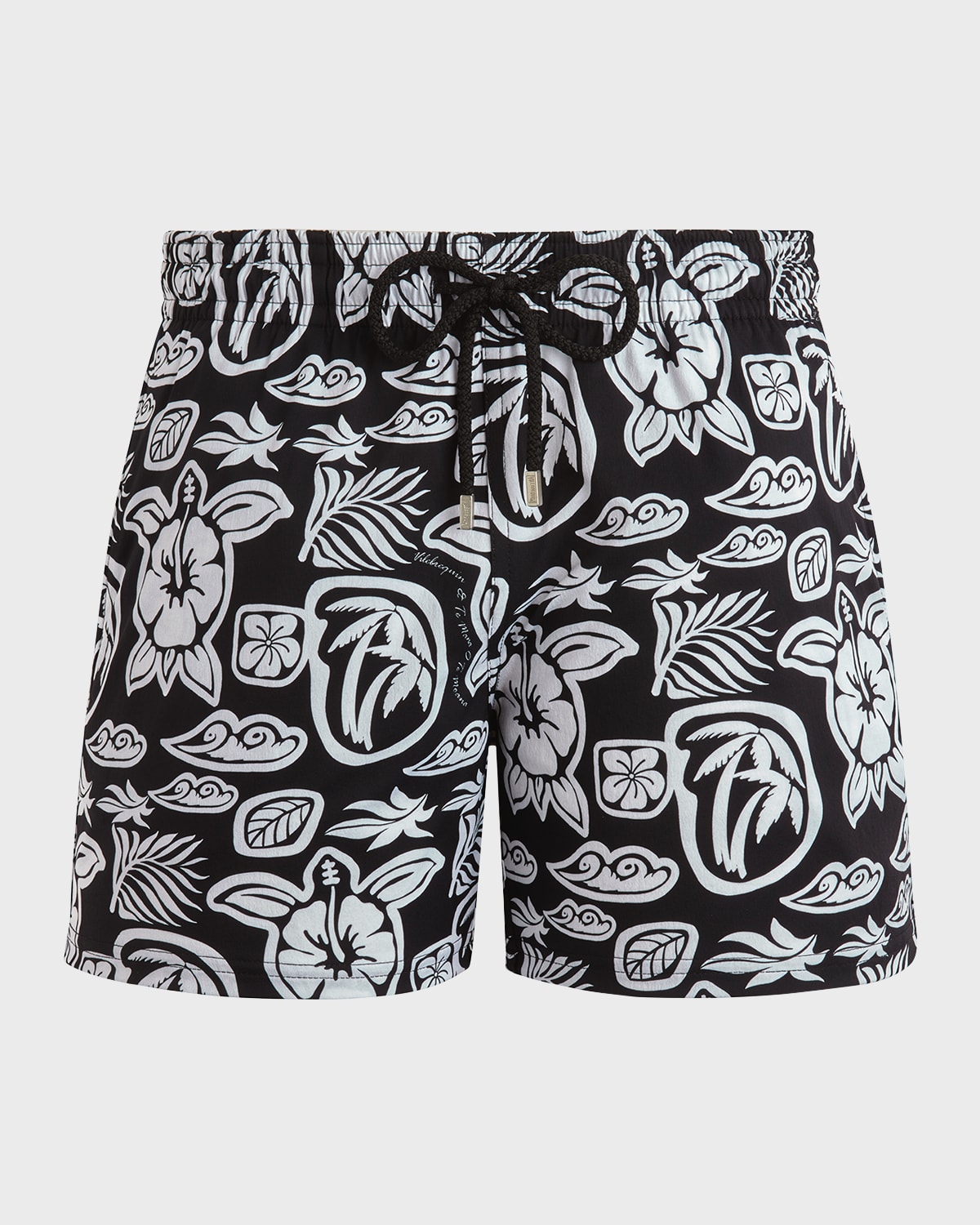 Shop Vilebrequin Men's Tahiti Graphic Swim Trunks In Black