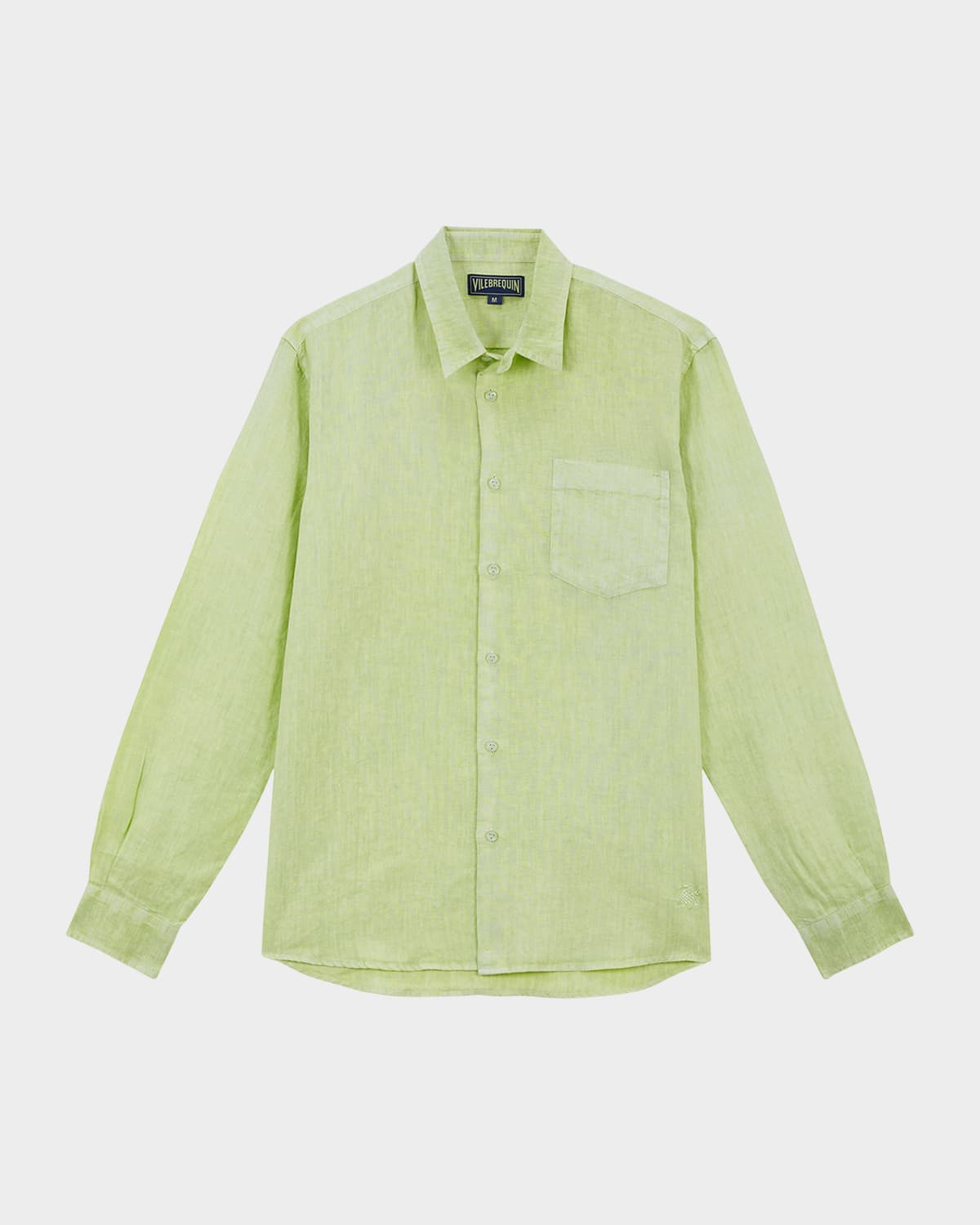 Vilebrequin Caroubis Linen Regular Fit Shirt In Lemongrass
