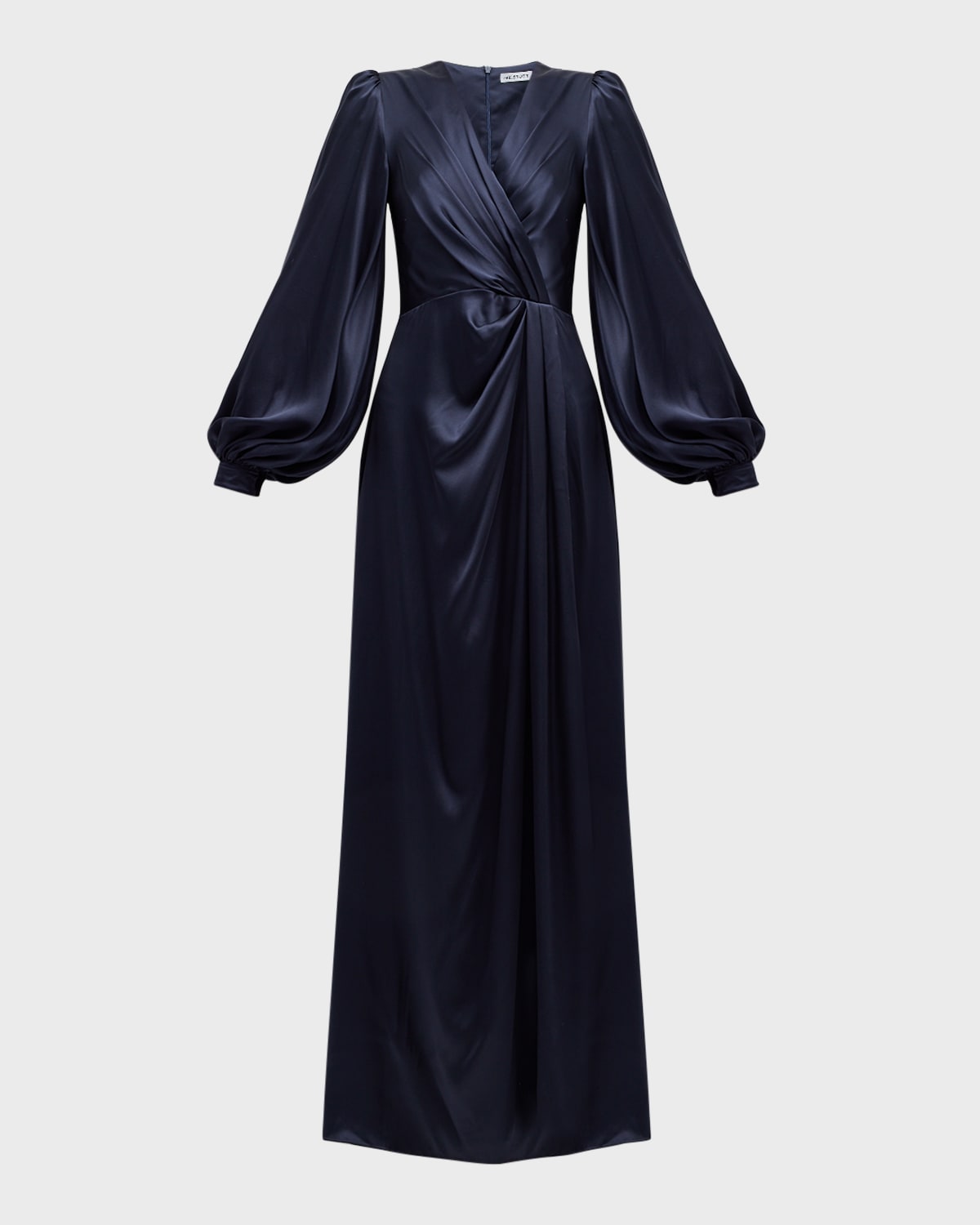 Eden Pleated Balloon-Sleeve Silk Gown