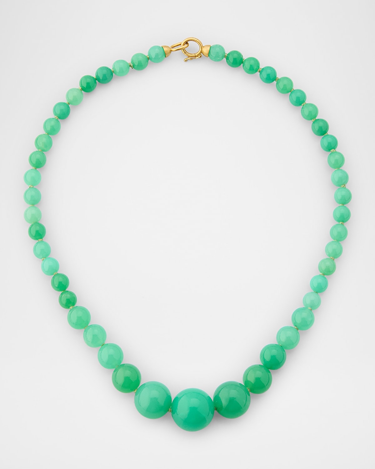 Chrysoprase Beaded Necklace with 18K Yellow Gold Clasp