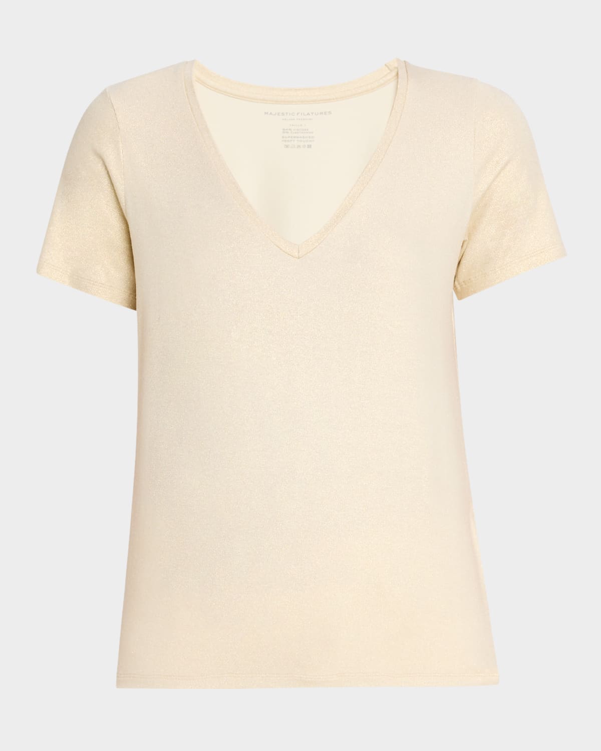 MAJESTIC SOFT TOUCH V-NECK SHIMMER JERSEY T-SHIRT 