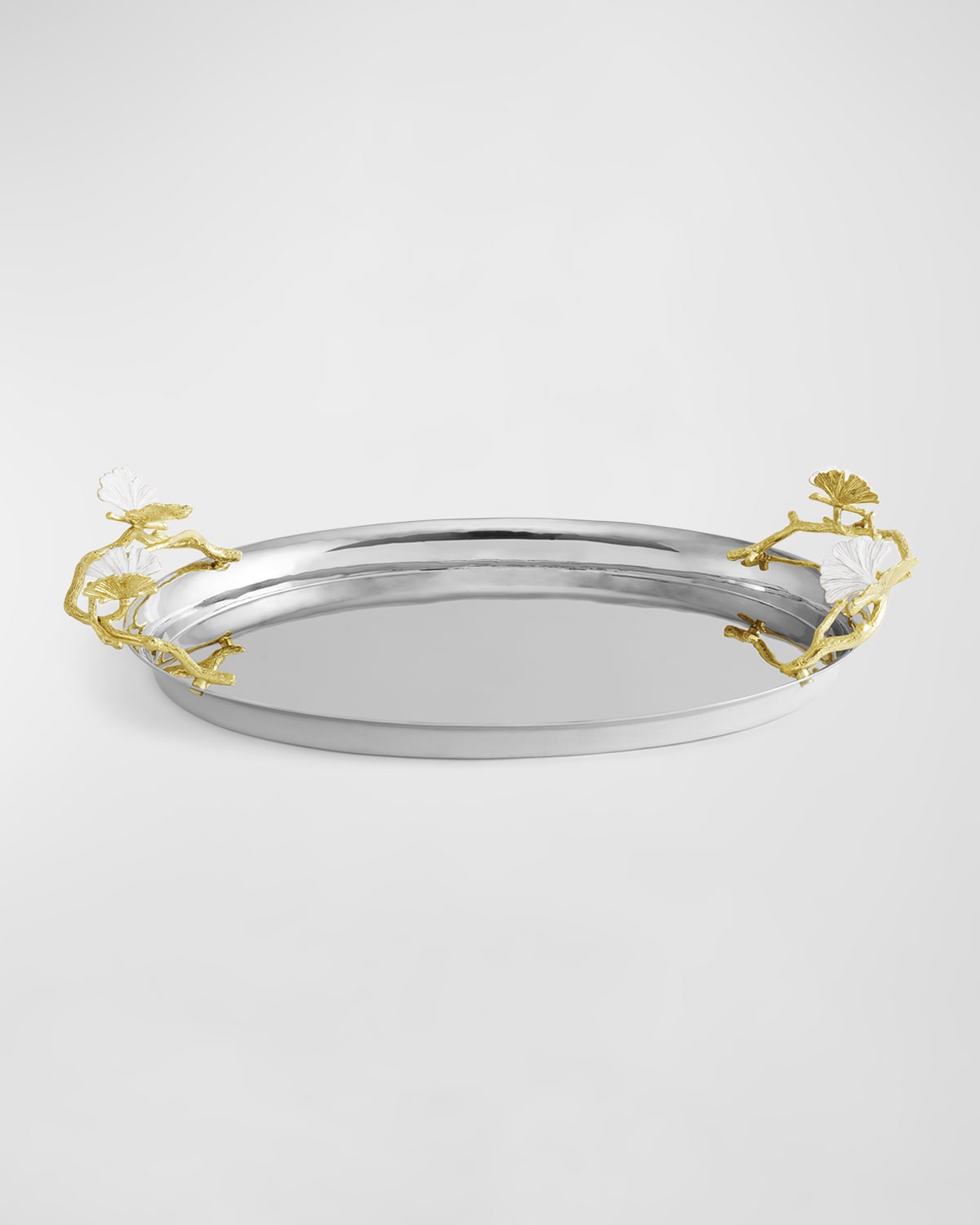 Michael Aram Butterfly Ginkgo White And Gold Medium Tray In White And Gold