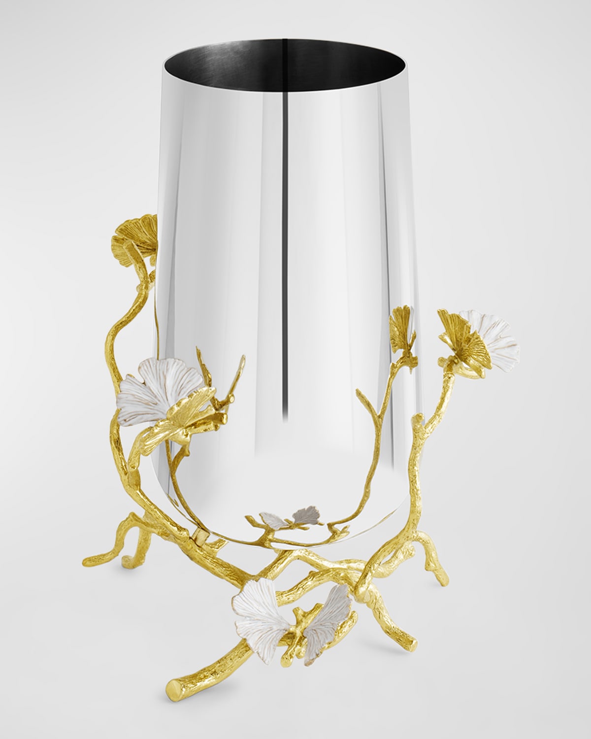 Michael Aram Butterfly Ginkgo White And Gold Medium Vase In White And Gold