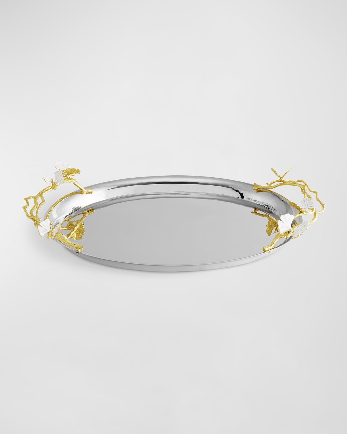 Michael Aram Butterfly Ginkgo White And Gold Large Tray In White And Gold