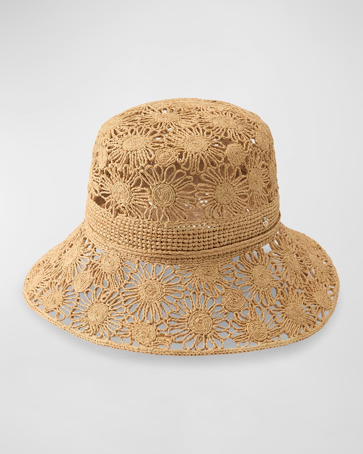 Helen Kaminski Floral Crocheted Retro Raffia Bucket Hat In Multi