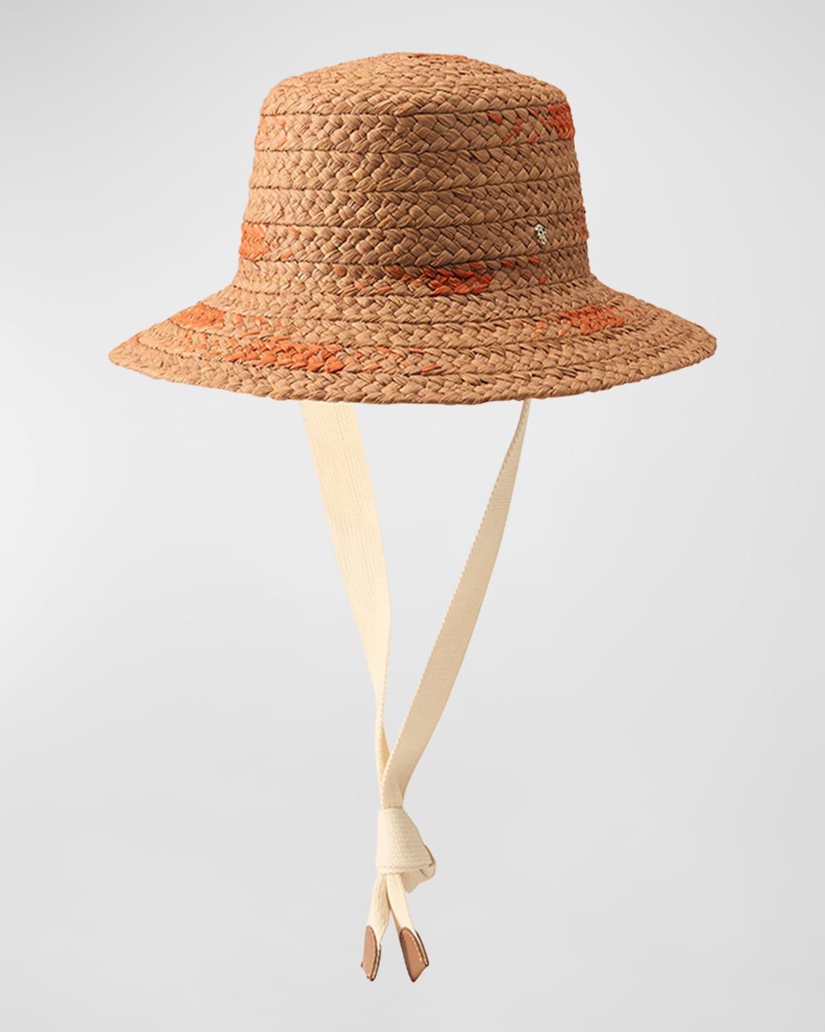 Helen Kaminski Contrasting Wide Braided Bucket Hat In Nougat Sunset