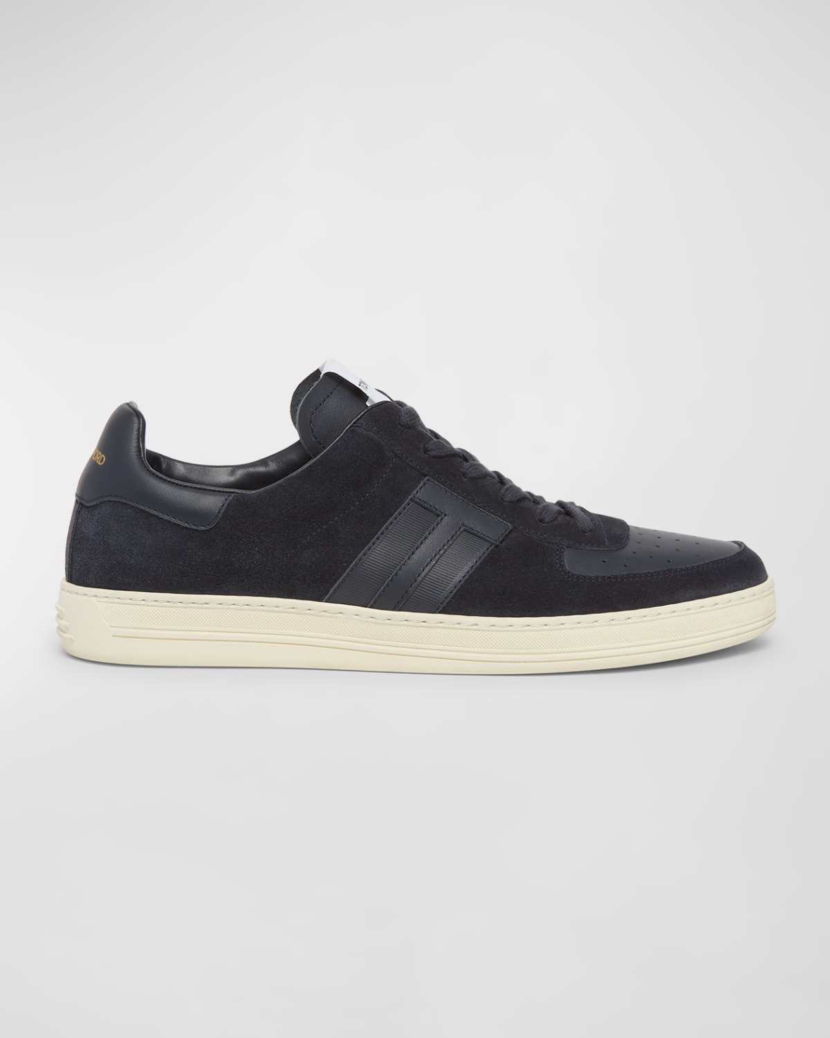 Tom Ford Logo-appliquéd Leather-trimmed Suede Sneakers In Blue