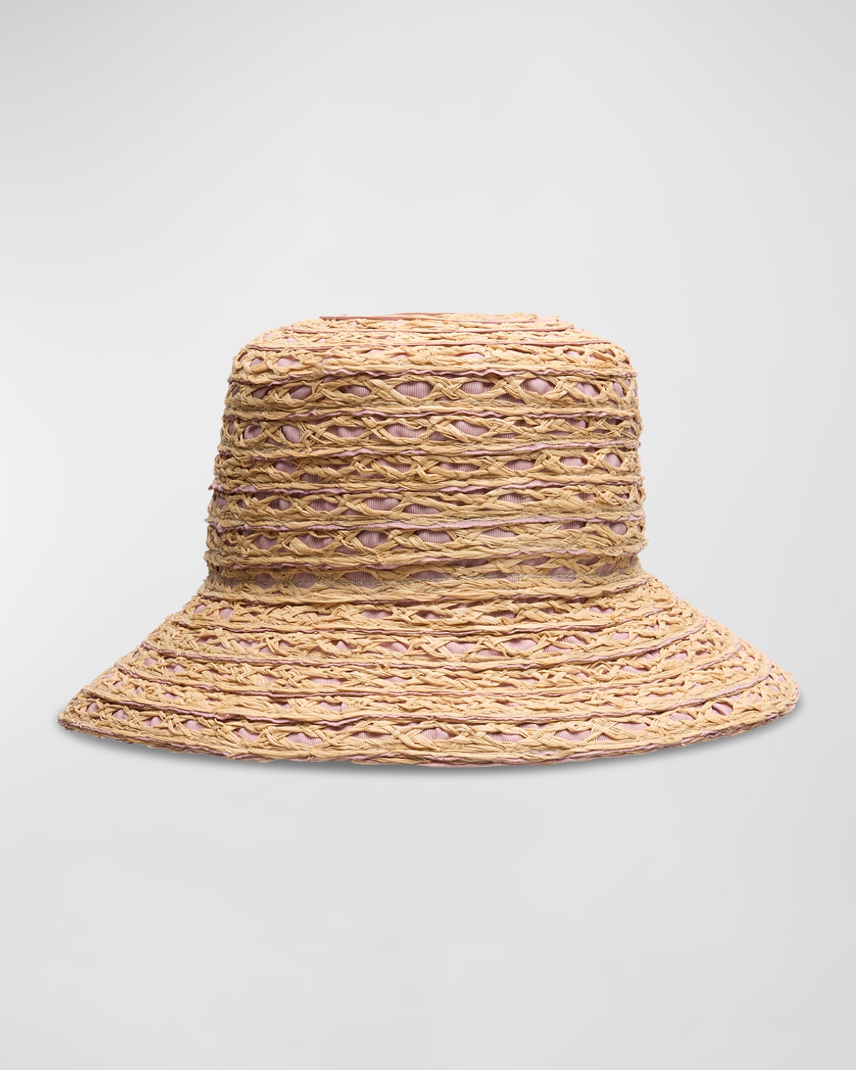 Shop Gigi Burris Ida Grosgrain & Straw Bucket Hat In Dusty Rose