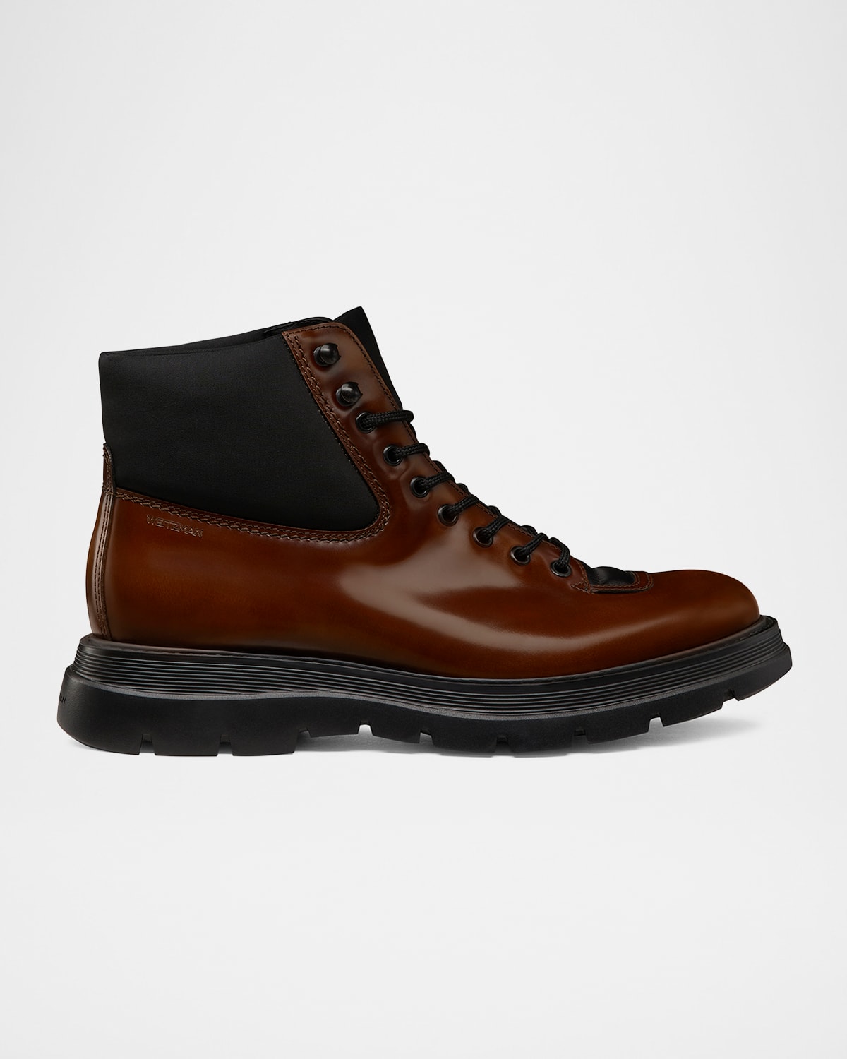 Stuart Weitzman Men's Adam Leather And Neoprene Combat Boots In Tan/black