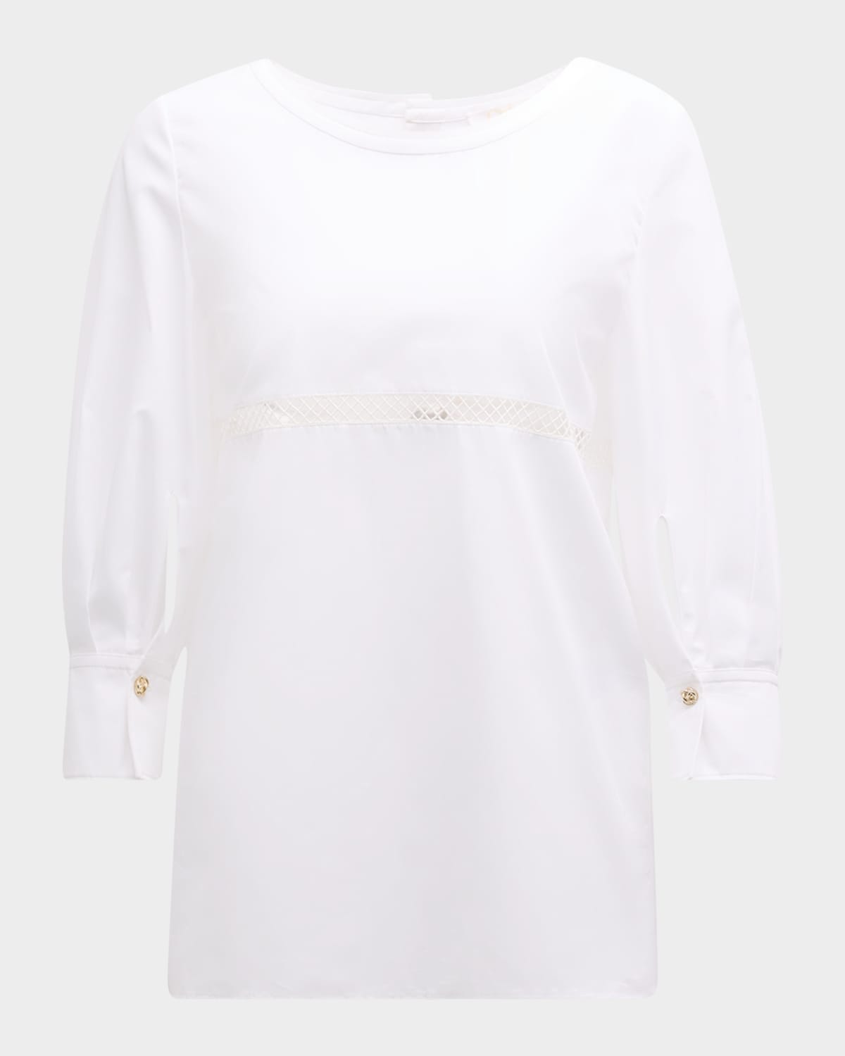 Chloé X High Summer Poplin Blouse With Netted Detailing In White
