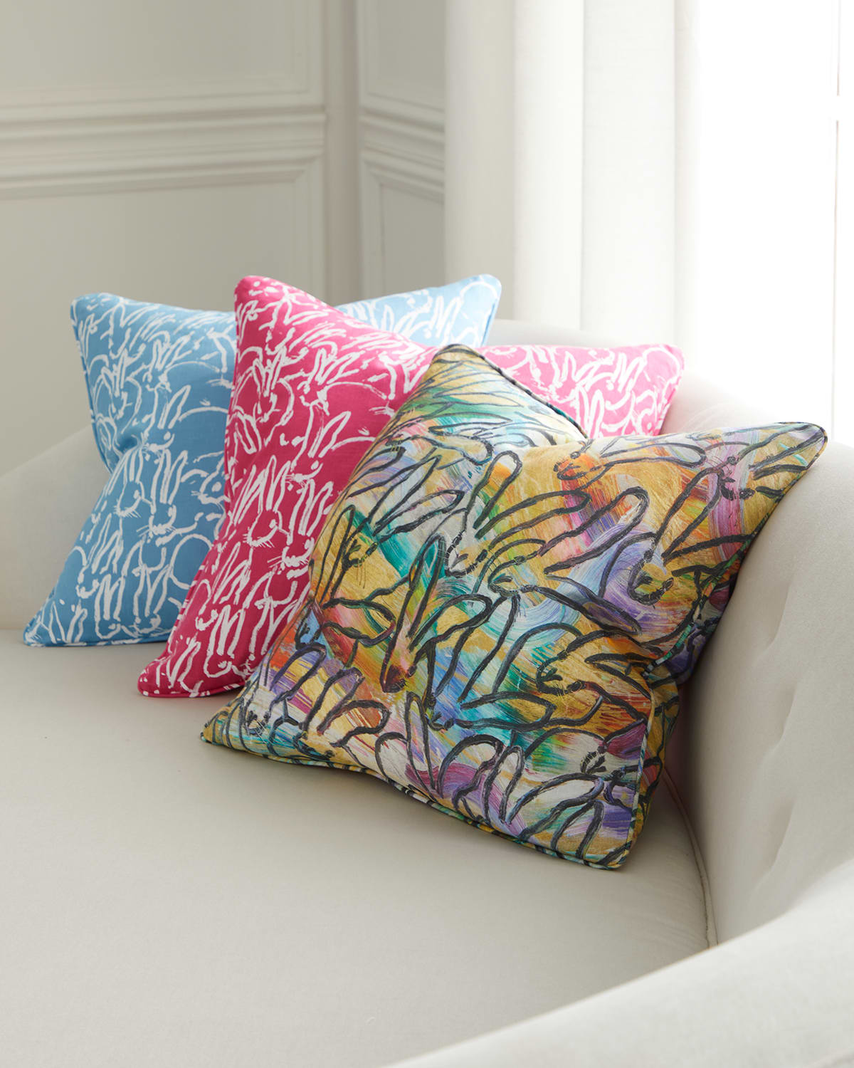 Hunt Slonem Fluffle Khadi Double-sided Pillow, 22" Square In Fuschia