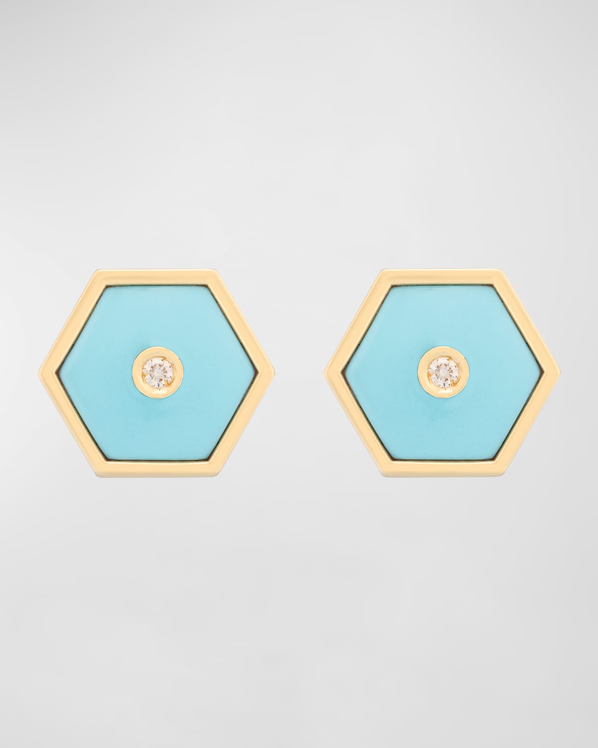 18k Yellow Gold Baia Turquoise & Diamond Huggie Earrings