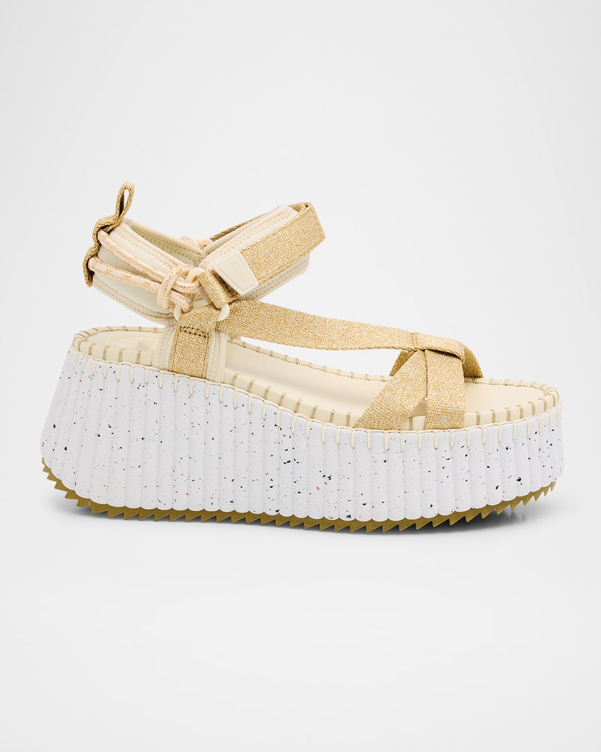 CHLOÉ X HIGH SUMMER NAMA STITCH ANKLE-STRAP FLATFORM SANDALS 