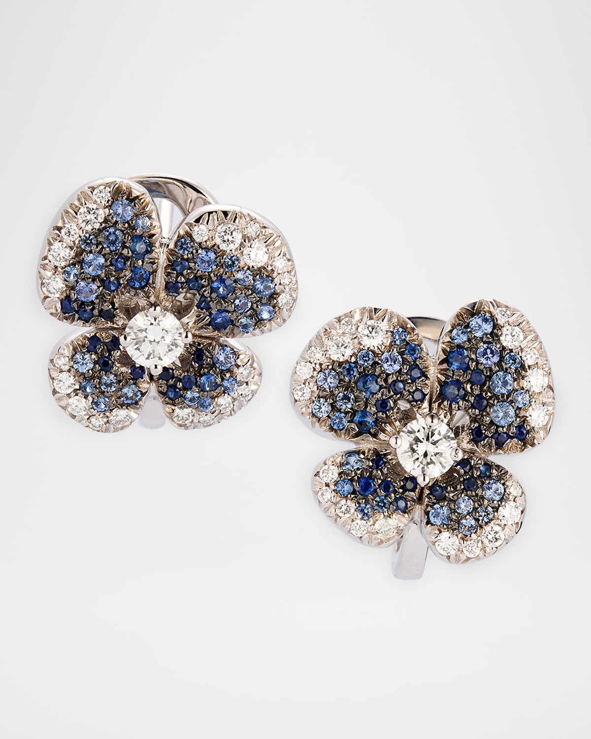 Miseno Ischia 18K White Gold Blue Sapphire and Diamond Stud Earrings
