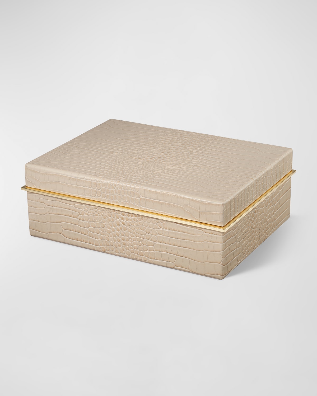 Aerin Classic Croc Leather Small Box In Fawn