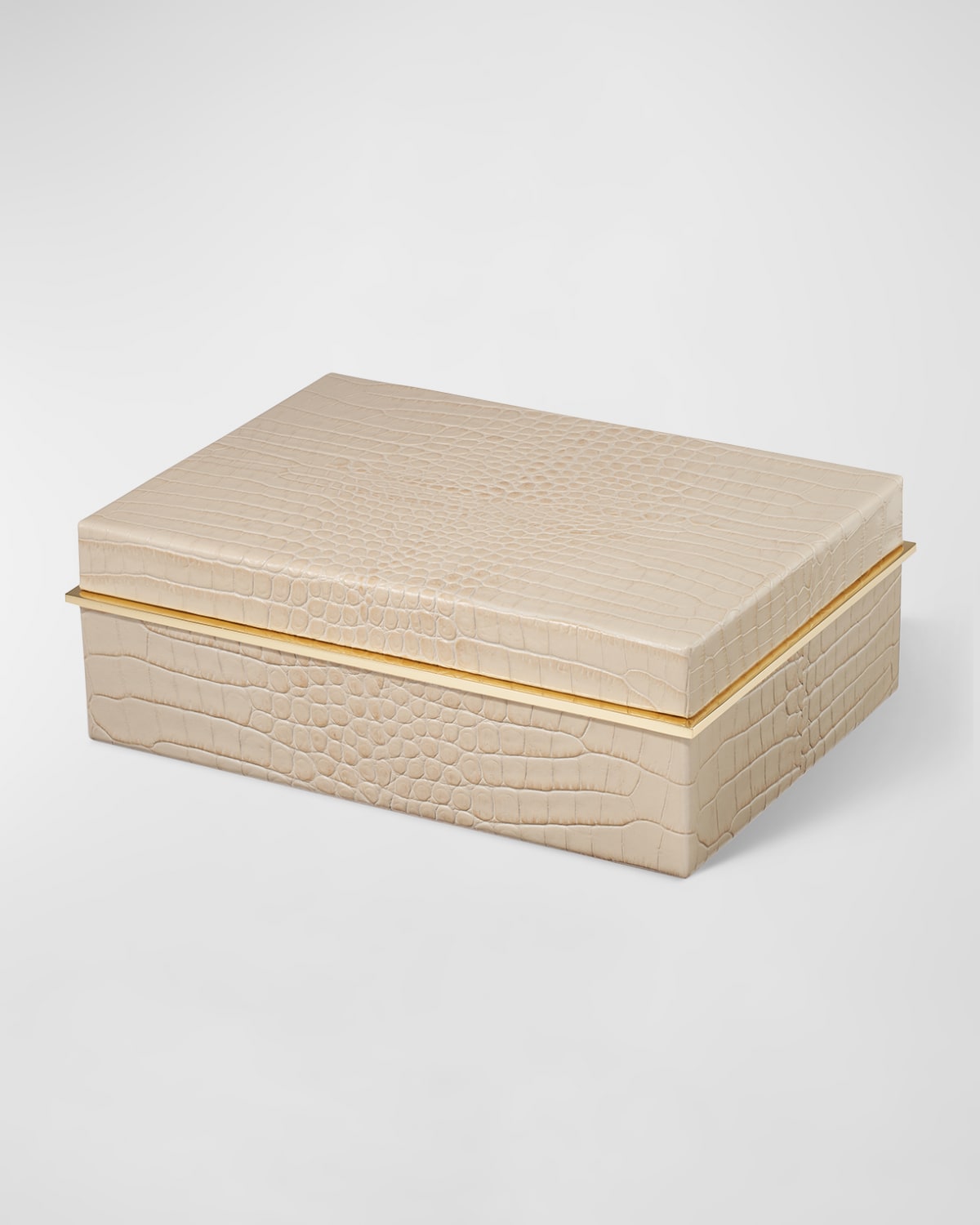 Aerin Classic Croc Leather Small Box In Fawn