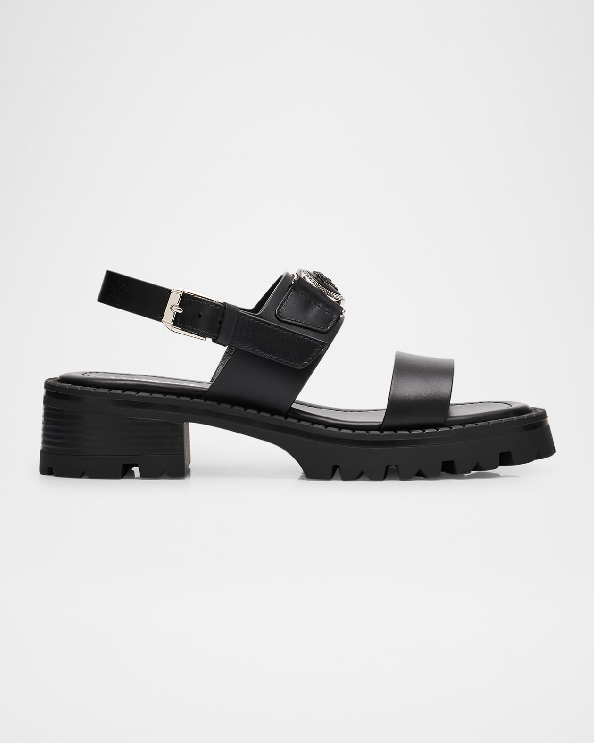 Medusa Buckle Leather Sandals