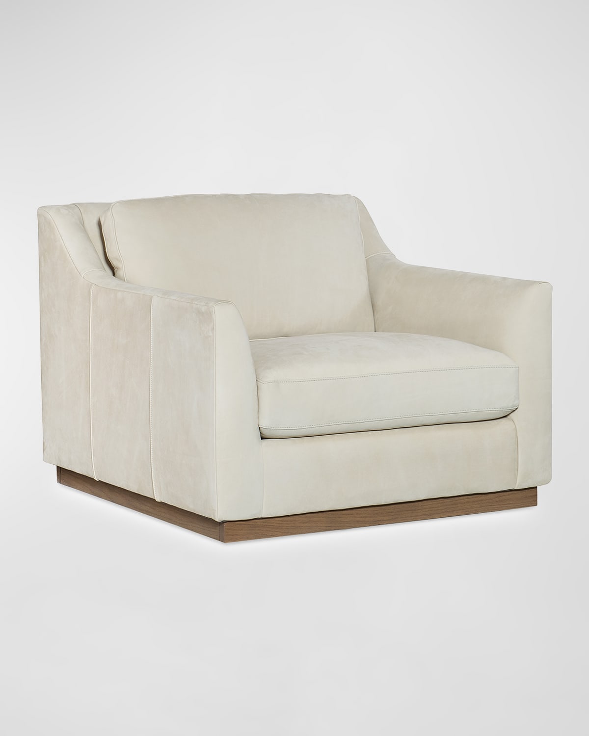 Hooker Furniture Jasmine Leather Sloped-arm Chair In Linen