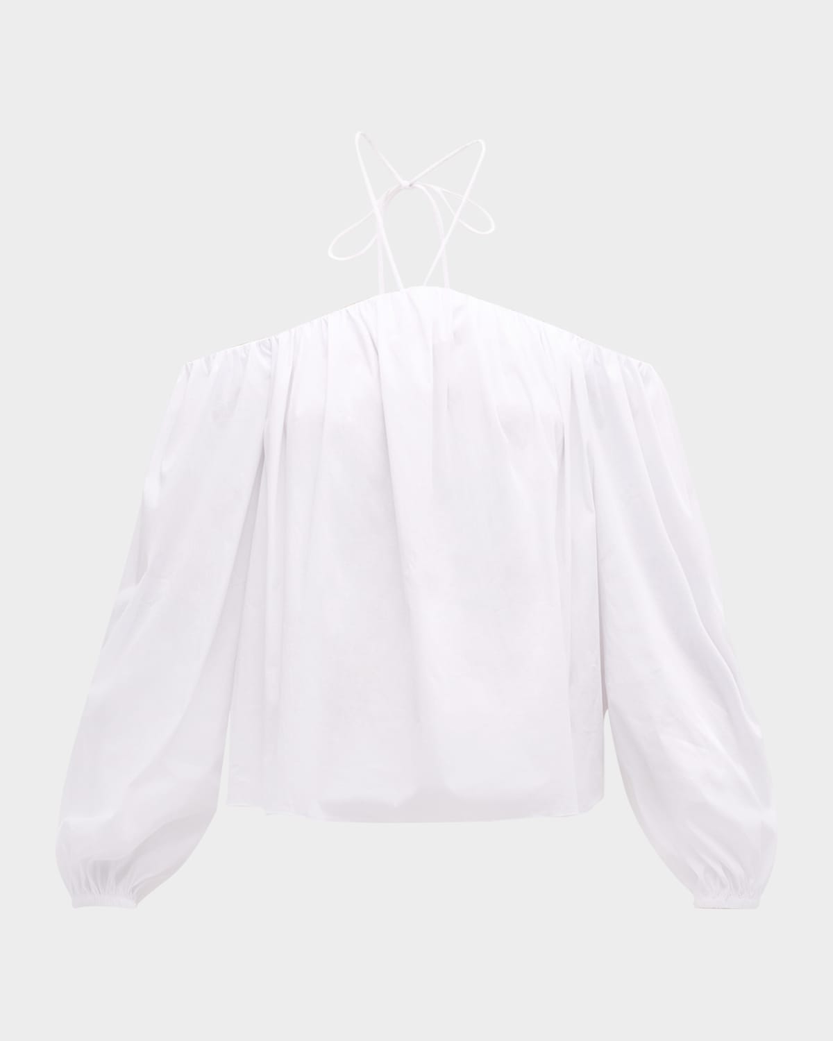 Simonmiller Oleander Poplin Off-shoulder Halter Top In Macadamia