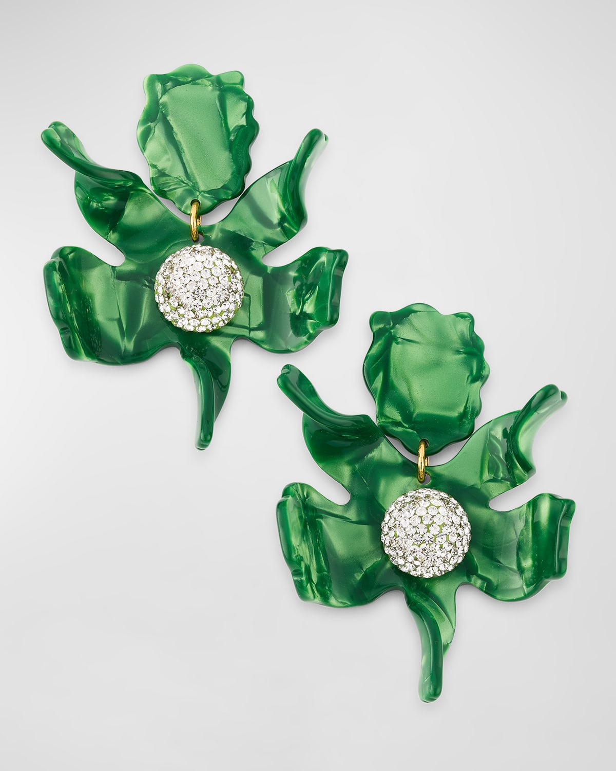 Crystal Lily Earrings, Leaf Green