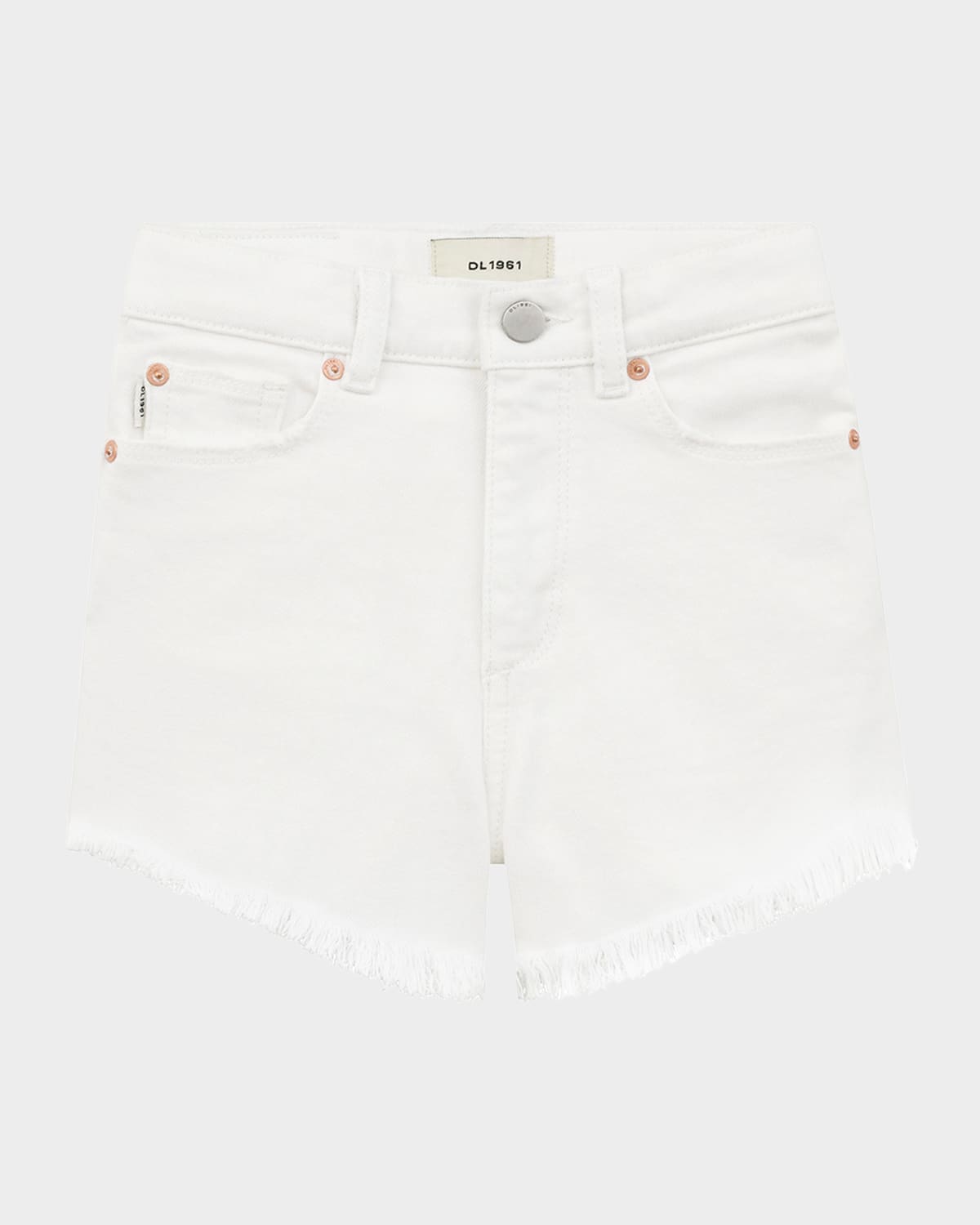 Dl1961 Girl's Lucy Raw Edge Hem Shorts In White Frayed