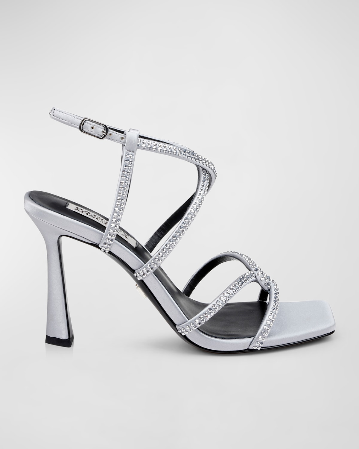 Shop Badgley Mischka Brooke Strass Silk Strappy Sandals In Silver