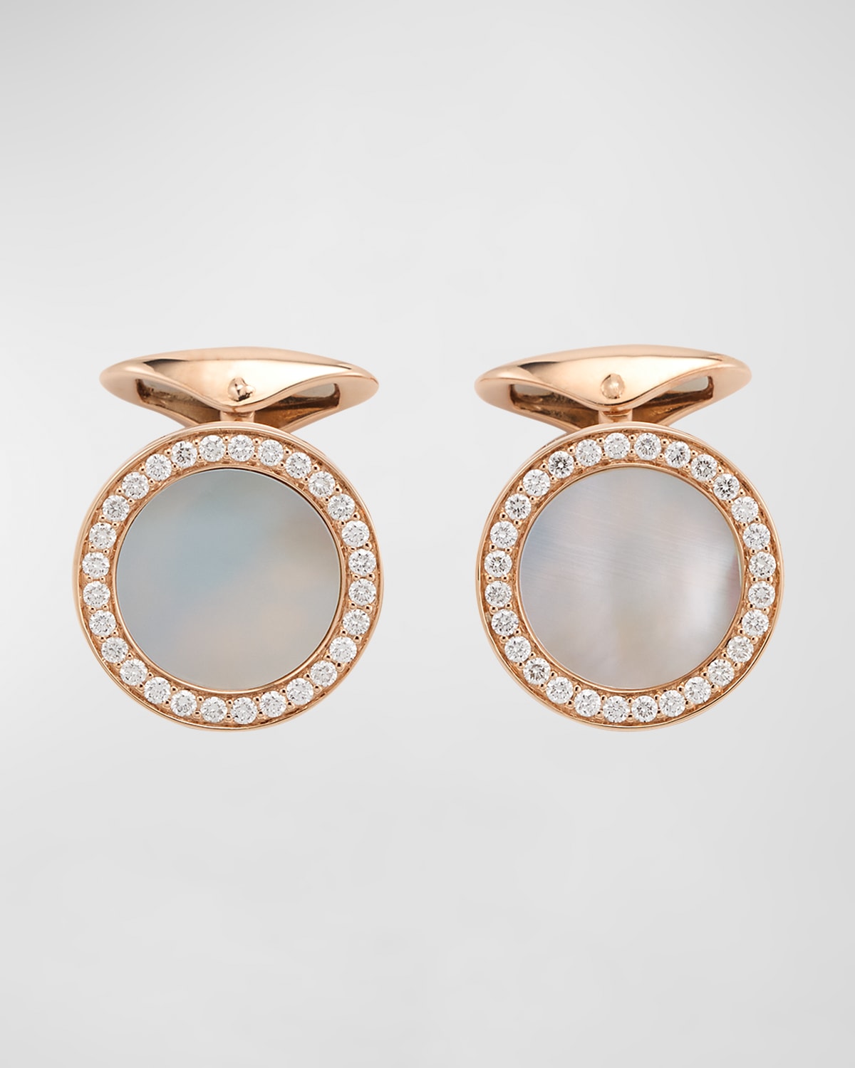 Men's 18K Rose Gold Mother Of Pearl and Diamond Cufflinks