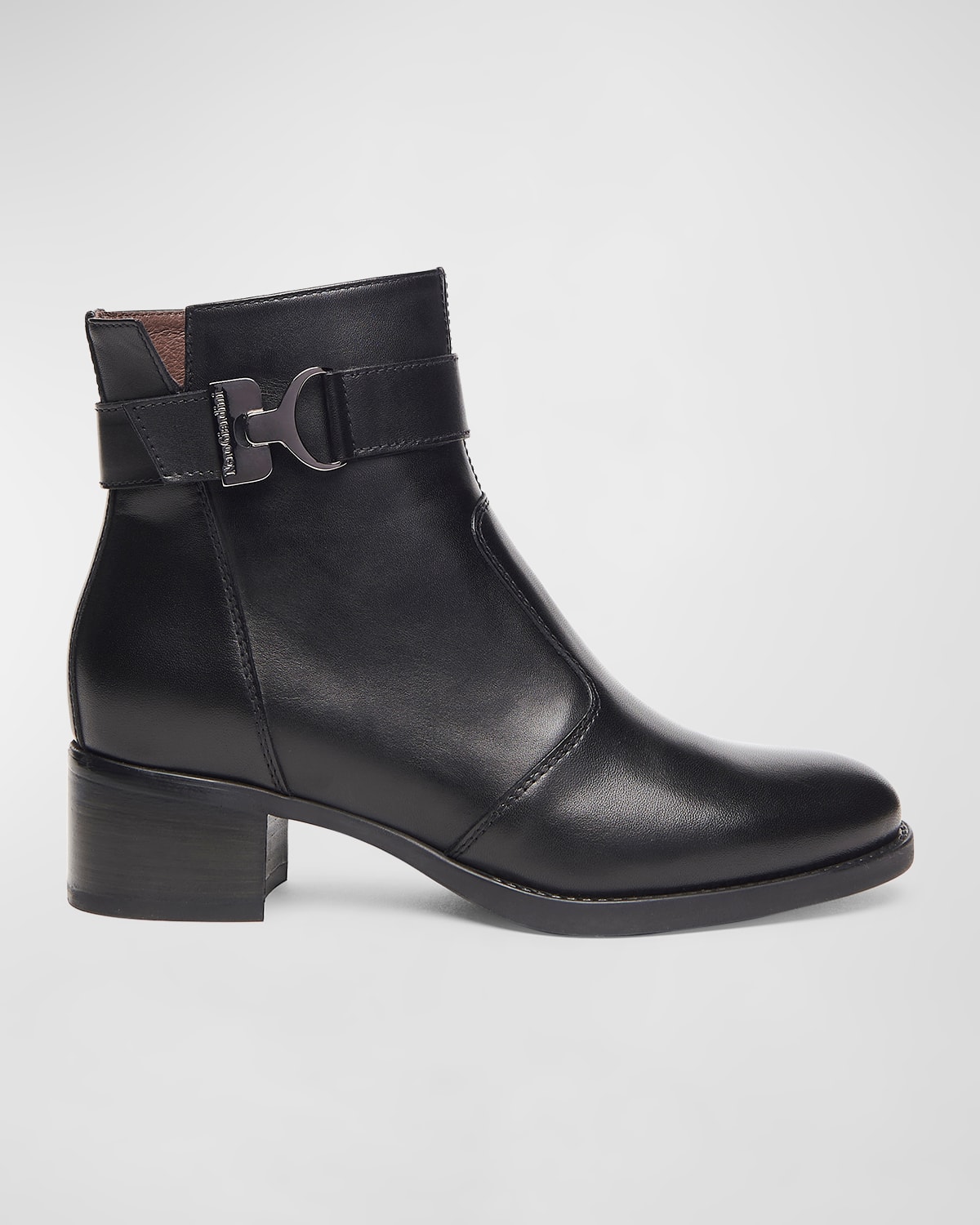 Leather Buckle Ankle Booties